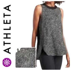 Athleta Zephyr Print Tank Top Black Gray Activewear Sleeveless Size Medium